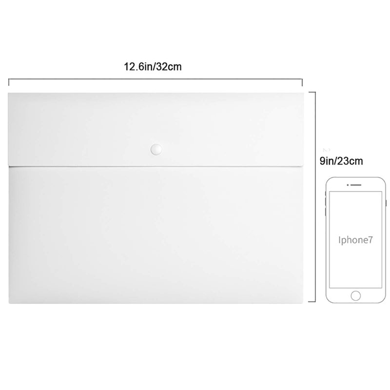 VANRA Poly File Folder Pockets File Jacket Plastic Envelope Flat Document Letter Organizer with Snap Button Closure A4 Letter Size (Pack of 5, White) - Image 2